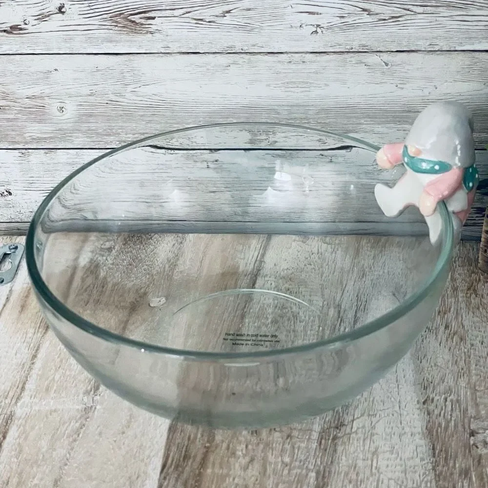 NWT Gorgeous Big 8” Glass Food container with Ceramic Hanging Removable Gnome